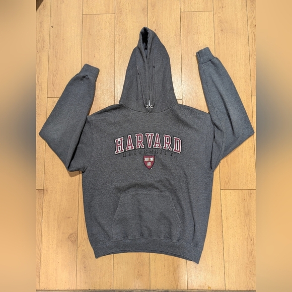 Vintage Champion Medium Faded Harvard University Spell Out Hoodie Sweatshirt - Picture 1 of 4